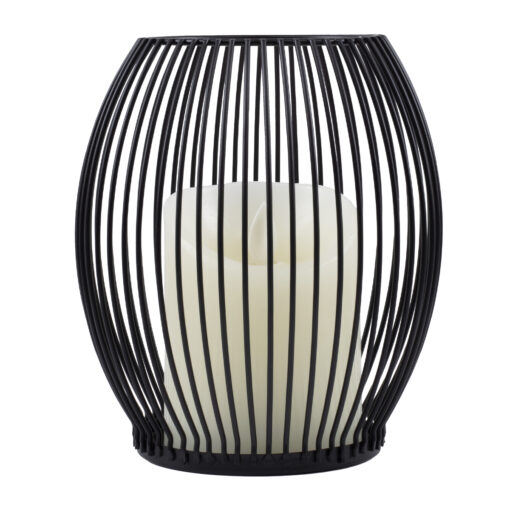 GloboStar® CANDLE 76495 Διακοσμητικό Realistic Κερί με LED Εφέ Κινούμενης Φλόγας – Μπαταρίας 2 x AA (Δεν Συμπεριλαμβάνονται) & Ασύρματο Χειριστήριο IR Θερμό Λευκό 2700K Dimmable Μαύρο Φ14 x Υ16cm