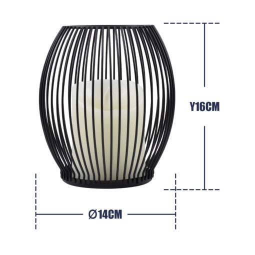 GloboStar® CANDLE 76495 Διακοσμητικό Realistic Κερί με LED Εφέ Κινούμενης Φλόγας – Μπαταρίας 2 x AA (Δεν Συμπεριλαμβάνονται) & Ασύρματο Χειριστήριο IR Θερμό Λευκό 2700K Dimmable Μαύρο Φ14 x Υ16cm