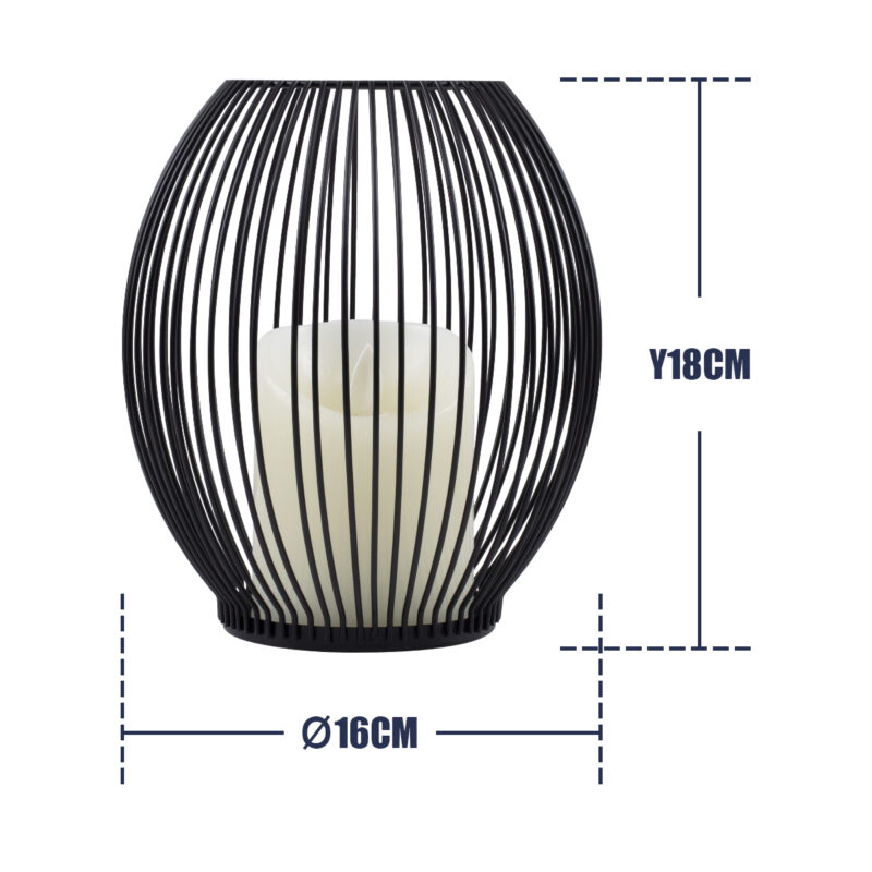 GloboStar® CADLE 76496 Διακοσμητικό Realistic Κερί με LED Εφέ Κινούμενης Φλόγας – Μπαταρίας 2 x AA (Δεν Συμπεριλαμβάνονται) & Ασύρματο Χειριστήριο IR Θερμό Λευκό 2700K Dimmable Μαύρο Φ16 x Υ18cm