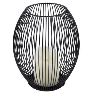 GloboStar® CANDLE 76497 Διακοσμητικό Realistic Κερί με LED Εφέ Κινούμενης Φλόγας – Μπαταρίας 2 x AA (Δεν Συμπεριλαμβάνονται) & Ασύρματο Χειριστήριο IR Θερμό Λευκό 2700K Dimmable Μαύρο Φ19 x Υ24cm