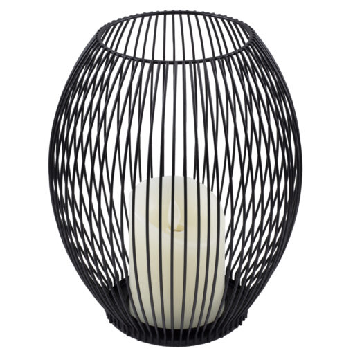 GloboStar® CANDLE 76497 Διακοσμητικό Realistic Κερί με LED Εφέ Κινούμενης Φλόγας – Μπαταρίας 2 x AA (Δεν Συμπεριλαμβάνονται) & Ασύρματο Χειριστήριο IR Θερμό Λευκό 2700K Dimmable Μαύρο Φ19 x Υ24cm