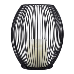 GloboStar® CANDLE 76497 Διακοσμητικό Realistic Κερί με LED Εφέ Κινούμενης Φλόγας – Μπαταρίας 2 x AA (Δεν Συμπεριλαμβάνονται) & Ασύρματο Χειριστήριο IR Θερμό Λευκό 2700K Dimmable Μαύρο Φ19 x Υ24cm