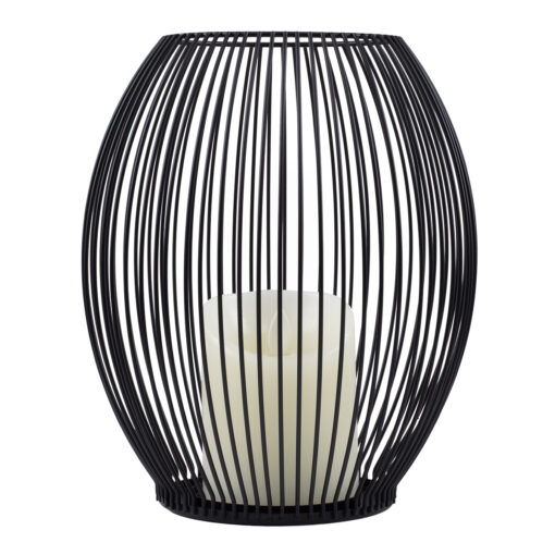 GloboStar® CANDLE 76497 Διακοσμητικό Realistic Κερί με LED Εφέ Κινούμενης Φλόγας – Μπαταρίας 2 x AA (Δεν Συμπεριλαμβάνονται) & Ασύρματο Χειριστήριο IR Θερμό Λευκό 2700K Dimmable Μαύρο Φ19 x Υ24cm