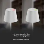 LED φωτιστικό γραφείου 2W επαναφορτιζόμενο 3000Κ με λευκό σώμα dimmable V-TAC – 7651