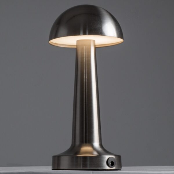 GloboStar® COCO 76510 Μοντέρνο Επιτραπέζιο Φωτιστικό Πορτατίφ LED 1.5W 105lm 120° DC 5V Επαναφορτιζόμενο με Μπαταρία Li-ion 1800mAh – Διακόπτη Αφής με 3 Εντάσεις Φωτισμού Θερμό Λευκό 2700K Dimmable – Φ10 x 22cm – Ασημί