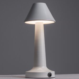 GloboStar® MOLLY 76514 Μοντέρνο Επιτραπέζιο Φωτιστικό Πορτατίφ LED 1.5W 105lm 120° DC 5V Επαναφορτιζόμενο με Μπαταρία Li-ion 1800mAh – Διακόπτη Αφής με 3 Εντάσεις Φωτισμού Θερμό Λευκό 2700K Dimmable – Φ10 x 23cm – Λευκό