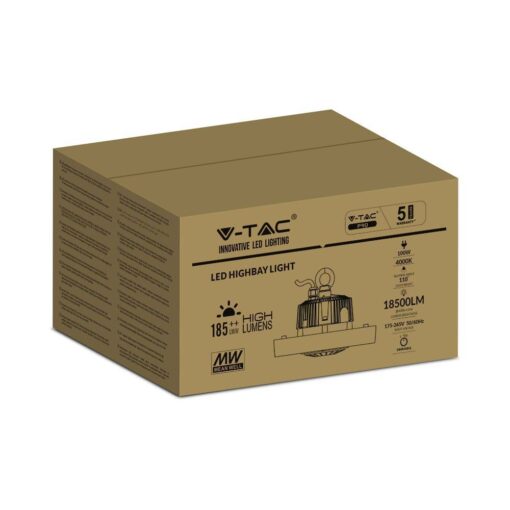 LED Καμπάνα 100W Dimmable V-TAC Pro Μαύρη 18500lm Φυσικό Λευκό 4000K IP65 – 7655
