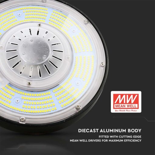 LED Καμπάνα 100W Dimmable V-TAC Pro Μαύρη 18500lm Φυσικό Λευκό 4000K IP65 – 7655