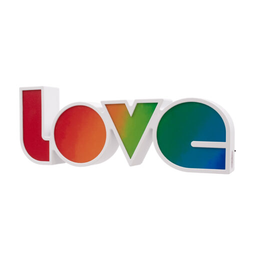 GloboStar® 76551 Μοντέρνο Επιτραπέζιο Διακοσμητικό Φωτιστικό LED Σήμανσης RAINBOW LOVE 2W με Διακόπτη On/Off & Καλώδιο Τροφοδοσίας USB – Μπαταρίας 3xAAA (Δεν Περιλαμβάνονται) Ψυχρό Λευκό 6000K