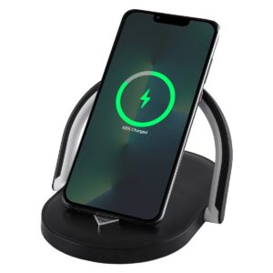 GloboStar® ECLIPSE 76558 Μοντέρνο Επιτραπέζιο Φωτιστικό Πορτατίφ LED 15W 1200lm 180° AC 230V – με Ασύρματη Φόρτιση – Wireless Charger – Διακόπτη Αφής με 3 Εντάσεις Φωτισμού Φυσικό Λευκό 4500K Dimmable – Μ17 x Π13 x Υ10 – Μαύρο