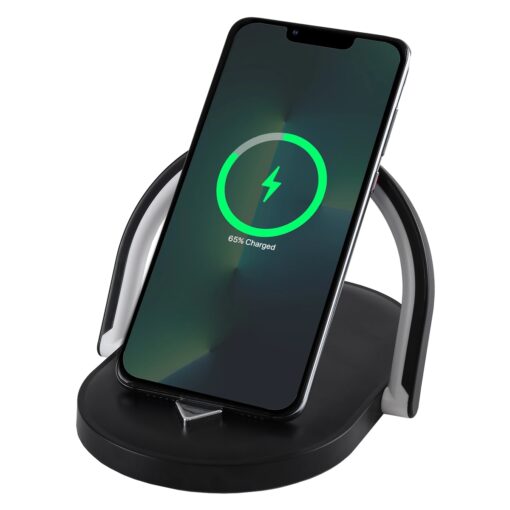 GloboStar® ECLIPSE 76558 Μοντέρνο Επιτραπέζιο Φωτιστικό Πορτατίφ LED 15W 1200lm 180° AC 230V – με Ασύρματη Φόρτιση – Wireless Charger – Διακόπτη Αφής με 3 Εντάσεις Φωτισμού Φυσικό Λευκό 4500K Dimmable – Μ17 x Π13 x Υ10 – Μαύρο