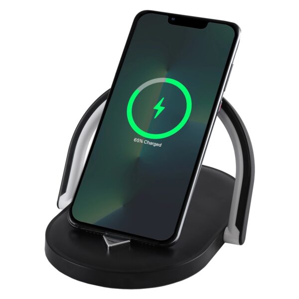 GloboStar® ECLIPSE 76558 Μοντέρνο Επιτραπέζιο Φωτιστικό Πορτατίφ LED 15W 1200lm 180° AC 230V – με Ασύρματη Φόρτιση – Wireless Charger – Διακόπτη Αφής με 3 Εντάσεις Φωτισμού Φυσικό Λευκό 4500K Dimmable – Μ17 x Π13 x Υ10 – Μαύρο