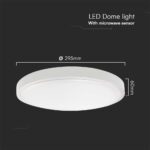 18W LED Dome Light Round Microwave Sensor White Frame 4000K IP44  V-TAC – 76601