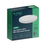 18W LED Dome Light Round Microwave Sensor White Frame 6500K IP44  V-TAC – 76611