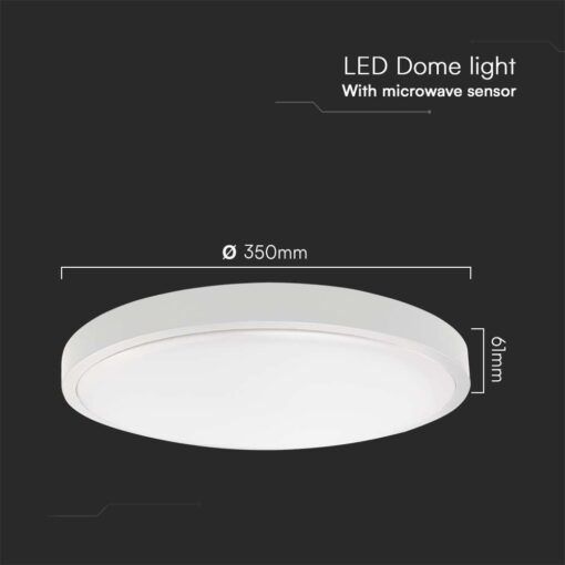 Πλαφονιέρα Οροφής LED 24W SMD 6500K IP44 Λευκού Χρώματος με Ανιχνευτή μικροκυμάτων V-TAC – 76641