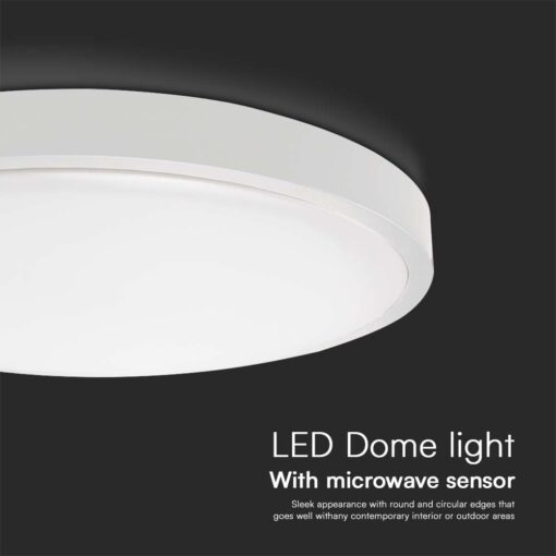 Πλαφονιέρα Οροφής LED 36W SMD 4000K IP44 Λευκού Χρώματος με Ανιχνευτή μικροκυμάτων V-TAC – 76651