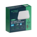 18W LED Πλαφονιέρα Τετράγωνη 30×30 Λευκή με Ανιχνευτή Κίνησης SAMSUNG Chip 1830lm 4000K IP44 V-TAC – 76661-24
