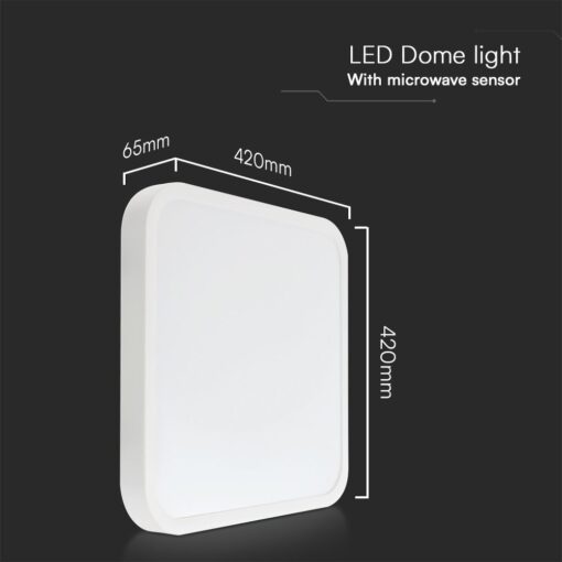 Πλαφονιέρα Τετράγωνη LED 36W 4000K IP44 με Ανιχνευτή Κίνησης Λευκή V-TAC Samsung Chip – 76681-24