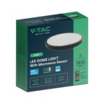 18W LED Πλαφονιέρα Στρογγυλή Φ300 Μαύρη με Ανιχνευτή Κίνησης SAMSUNG Chip 1830lm 4000K IP44 V-TAC – 76691-24