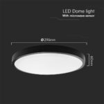 18W LED Πλαφονιέρα Στρογγυλή Φ300 Μαύρη με Ανιχνευτή Κίνησης SAMSUNG Chip 1830lm 4000K IP44 V-TAC – 76691-24