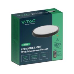 Φωτιστικό Οροφής LED 18W 4000K IP44 με Ανιχνευτή Κίνησης Μαύρου Χρώματος  V-TAC – 76691VT