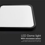 18W LED Πλαφονιέρα Τετράγωνη 30×30 Μαύρη με Ανιχνευτή Κίνησης SAMSUNG Chip 1830lm 4000K IP44 V-TAC – 76721-24