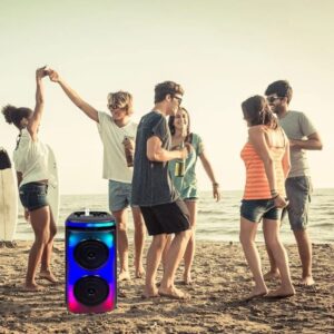 Επαναφορτιζόμενο φορητό ηχείο 20W με ενσύρματο μικρόφωνο και χειρισμό RF (2*6.5inch) V-TAC – 7676