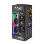 Φορητό Ασύρματο Επαναφορτιζόμενο Ηχείο Bluetooth 600W  RGB LED Τηλεχειριστήριο & Μικρόφωνο Καραόκε – 7677