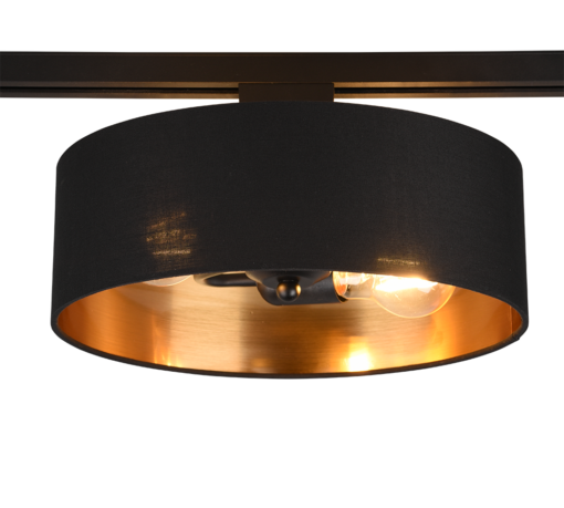 Φωτιστικό Οροφής Trio Lighting DUOLINE  2x E27 Schwarz-Gold Υφασμάτινο   – 76820280