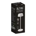LED Επαναφορτιζόμενο Πορτατιφ 2W 3000Κ με Λευκό Σώμα  Dimmable  IP54 V-TAC – 7689