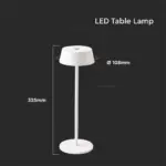 LED Επαναφορτιζόμενο Πορτατιφ 2W 3000Κ με Λευκό Σώμα  Dimmable  IP54 V-TAC – 7689