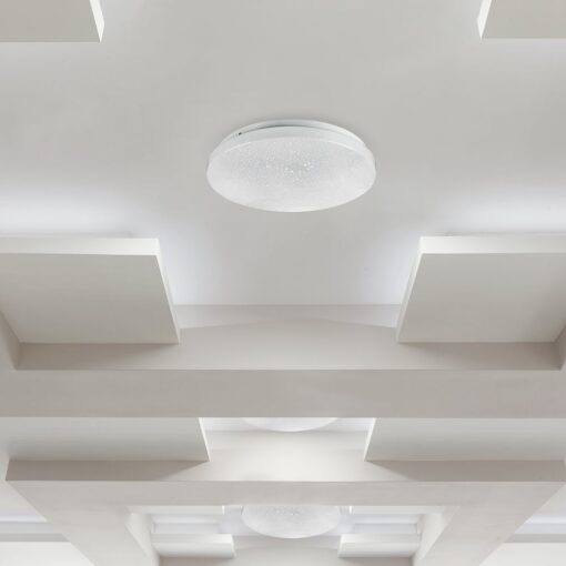 Wi-Fi Smart LED Πλαφονιέρα Λευκή με Έναστρο Κάλλυμα 24W V-TAC RGB+W CCT Dimmable – 7694