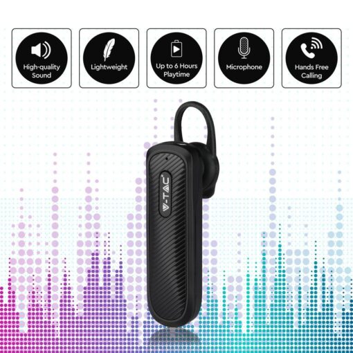 Ασύρματο Ακουστικό Bluetooth Handsfree V-TAC Μαύρο – 7700