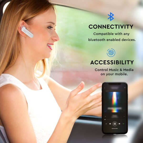 Ασύρματο Ακουστικό Bluetooth Handsfree V-TAC Λευκό – 7701