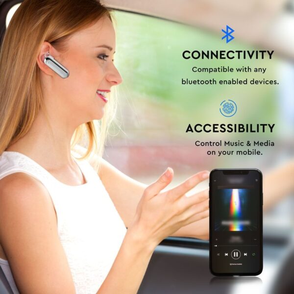 Ασύρματο Ακουστικό Bluetooth Handsfree V-TAC Λευκό – 7703