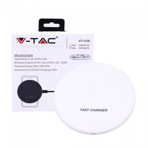 Ασύρματος Φορτιστής Άσπρος V-TAC – 7709