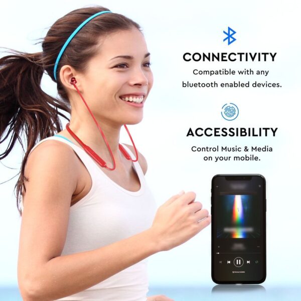 Ακουστικά Sport Stereo Handsfree Bluetooth Μαγνητικά με Mικρόφωνο Κόκκινα V-TAC – 7711