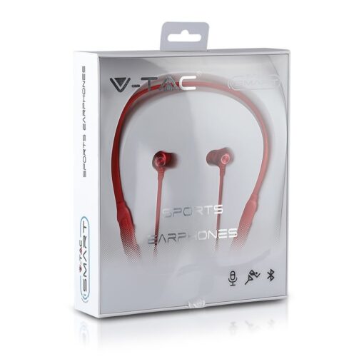 Ακουστικά Sport Stereo Handsfree Bluetooth Μαγνητικά με Mικρόφωνο Κόκκινα V-TAC – 7711