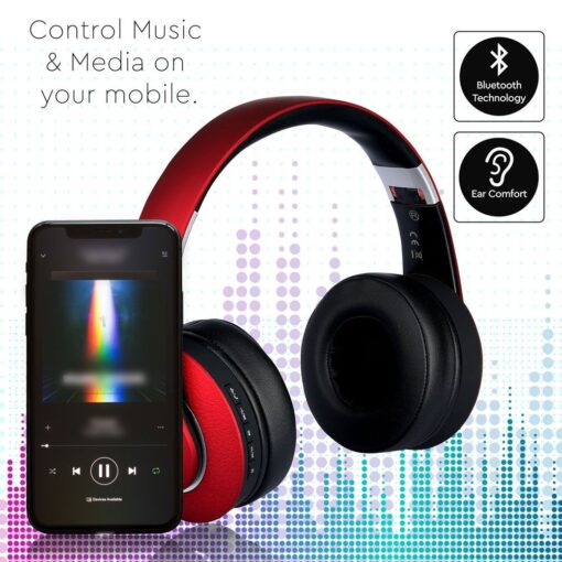 Ασύρματα Ακουστικά Bluetooth Κόκκινα V-TAC Headband Stereo με Mικρόφωνο – 7731