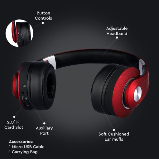 Ασύρματα Ακουστικά Bluetooth Κόκκινα V-TAC Headband Stereo με Mικρόφωνο – 7731