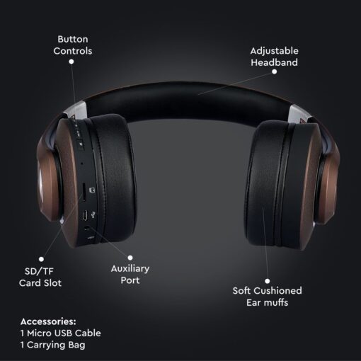 Ασύρματα Ακουστικά Bluetooth Καφέ V-TAC Headband Stereo με Mικρόφωνο – 7732