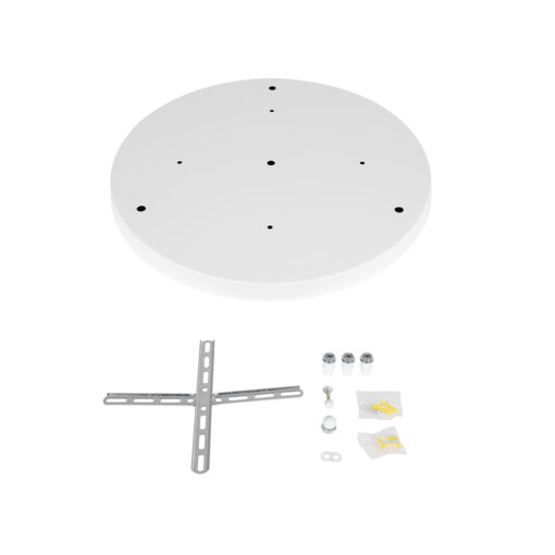 GloboStar® DIY 77540 Επιτοίχια Στρογγυλή Ροζέτα – Βάση για 3 Κρεμαστά Φωτιστικά – Φ40 x Υ3cm – Λευκό – Μεταλλικό – 5 Χρόνια Εγγύηση