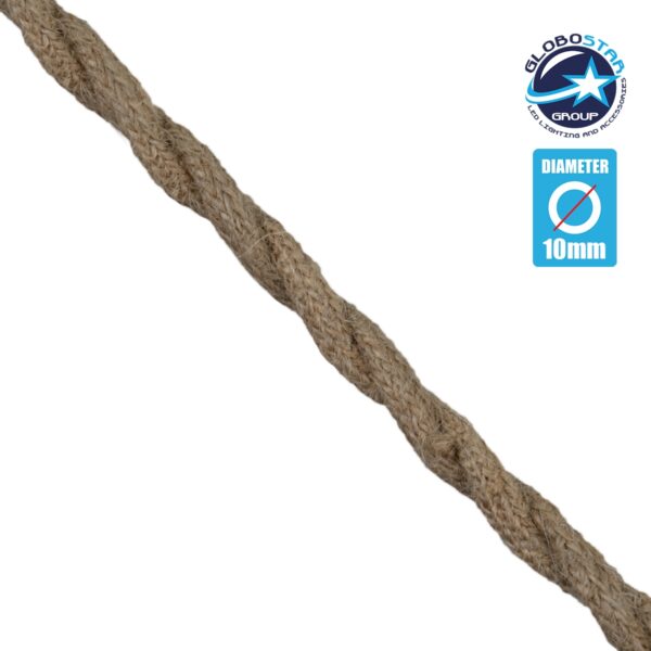 GloboStar® 77643 Εύκαμπτο Σχοινί Στριφτό Τριχιά Πλεκτό 1m Διαμέτρου 10mm Μπεζ με Εσωτερικό Καλώδιο Διατομής 2×0.75mm