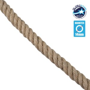 GloboStar® 77645 Εύκαμπτο Σχοινί Στριφτό Τριχιά 1m Διαμέτρου 14mm Μπεζ με Εσωτερικό Καλώδιο Διατομής 2×0.75mm