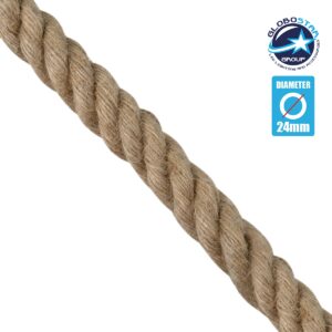 GloboStar® 77646 Εύκαμπτο Σχοινί Στριφτό Τριχιά 1m Διαμέτρου 24mm Μπεζ με Εσωτερικό Καλώδιο Διατομής 3×0.75mm