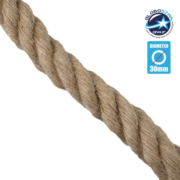 GloboStar® 77647 Εύκαμπτο Σχοινί Στριφτό Τριχιά 1m Διαμέτρου 30mm Μπεζ με Εσωτερικό Καλώδιο Διατομής 3×0.75mm