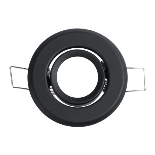 GloboStar® DELTA 77801 Χωνευτό Κινούμενο Στρόγγυλο Σποτ Οροφής για Λάμπα MR11 με Βάση GU5.3 ή GU10 – IP20 – Μεταλλικό – Φ70 x Υ21mm – Μαύρο – 5 Χρόνια Εγγύηση