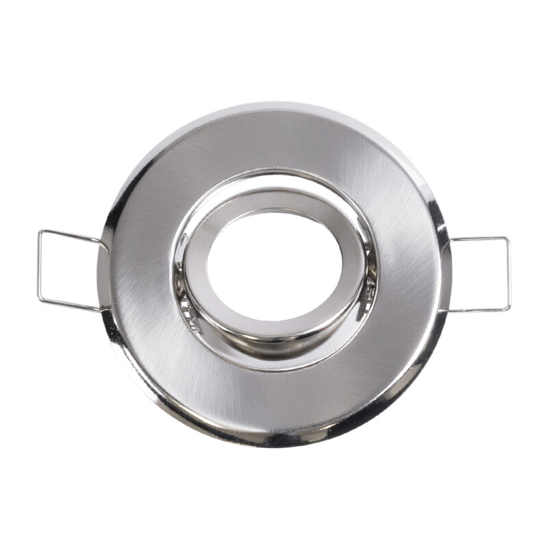 GloboStar® DELTA 77802 Χωνευτό Κινούμενο Στρόγγυλο Σποτ Οροφής για Λάμπα MR11 με Βάση GU5.3 ή GU10 – IP20 – Μεταλλικό – Φ70 x Υ21mm – Νίκελ Ματ – 5 Χρόνια Εγγύηση