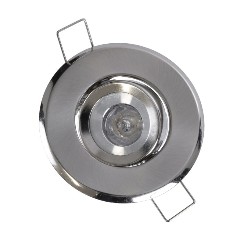 GloboStar® DELTA 77802 Χωνευτό Κινούμενο Στρόγγυλο Σποτ Οροφής για Λάμπα MR11 με Βάση GU5.3 ή GU10 – IP20 – Μεταλλικό – Φ70 x Υ21mm – Νίκελ Ματ – 5 Χρόνια Εγγύηση