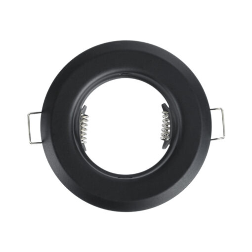 GloboStar® DELTA 77808 Χωνευτό Στρόγγυλο Σποτ Οροφής για Λάμπα MR16 με Βάση GU5.3 ή GU10 – IP20 – Μεταλλικό – Φ83 x Υ31mm – Μαύρο – 5 Χρόνια Εγγύηση